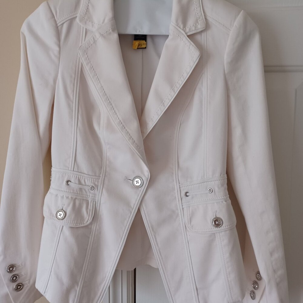 White House Black Market White Stitch Waist Jacket/Blazer 00P